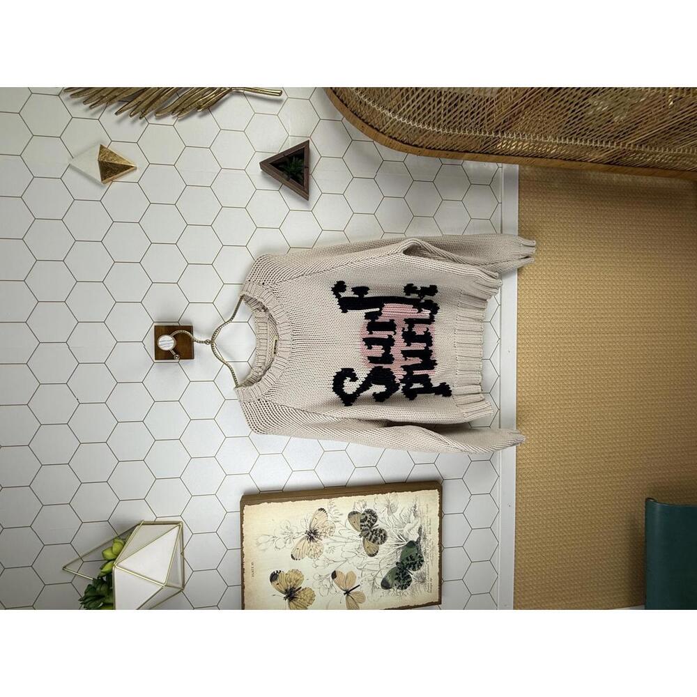 One Teaspoon Cotton Blend Beige Knit “Surf” Graphic Sweater - Size - XS